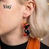 Lightweight Acrylic Halloween Decor 1 Pair Black Cat Earrings for Women, Cute Unique Niche Holiday Gift Her with Wizard Hat And Pumpkin Dangle Jewelry