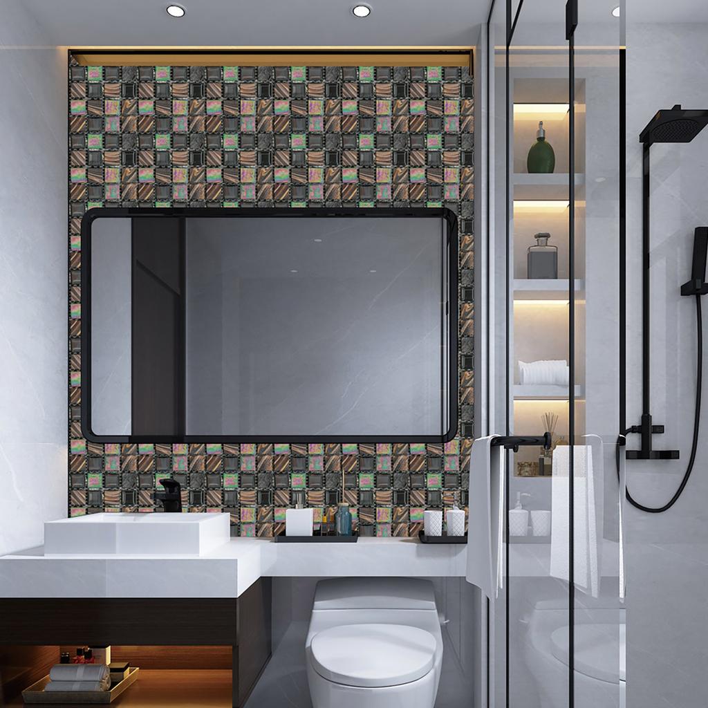 40pc Peel and Stick 3D Mosaic Tile Stickers Self Adhesive Crystal Tiles for Kitchen Bathroom Wall Backsplash Renovation