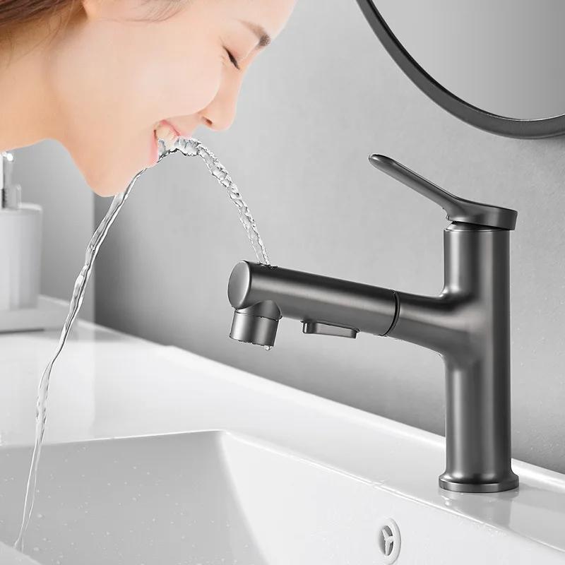 Grey Bathroom basin faucets basin mixer sink faucet Pull Out bathroom water mixer Chrome White Modern Washbasin faucets Black