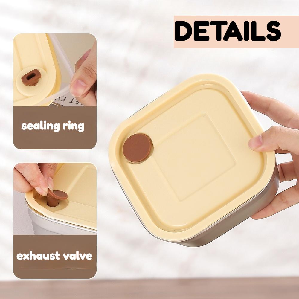 Square Lunch Box with Lid 304 Stainless Steel Sealed Bento Lunch Box Fruit Salad Food Container For Student Office Worker