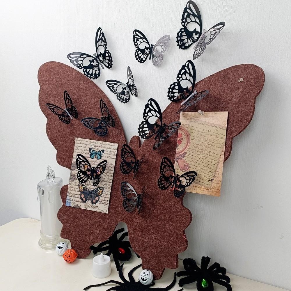 PVC Helovīna sienas uzlīmes Izgrieztas 3D tauriņu tapetes Dekāls Mājas dekorācija