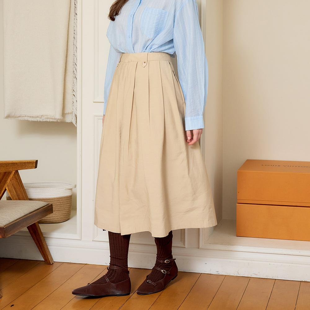 Eiaenlei Ar_Beige Basic Pleat Skirt