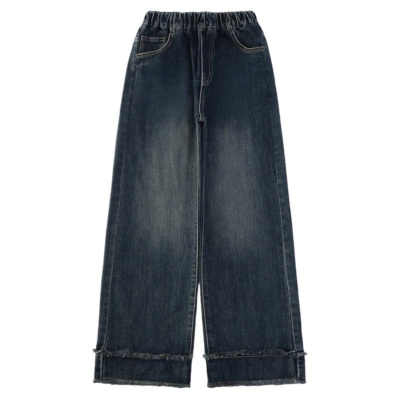 Blugi cu picior larg pentru fete 2025 – Stil primăvară/toamnă, Pantaloni largi cu picior drept pentru copii