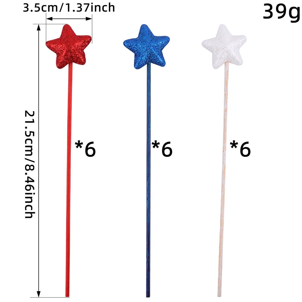 Glitter Table Centerpiece Decor Foam Stem Sticks 4th of July White Red Blue Star Shaped Ornament Independence Day Decoration