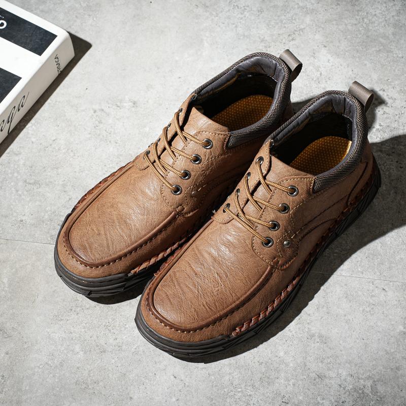 Men's Genuine Leather Casual Shoes Winter Plus Velvet Warm Ankle Boots Spring/ Autumn Men's Mid-cut Boots Mens Red Loafers