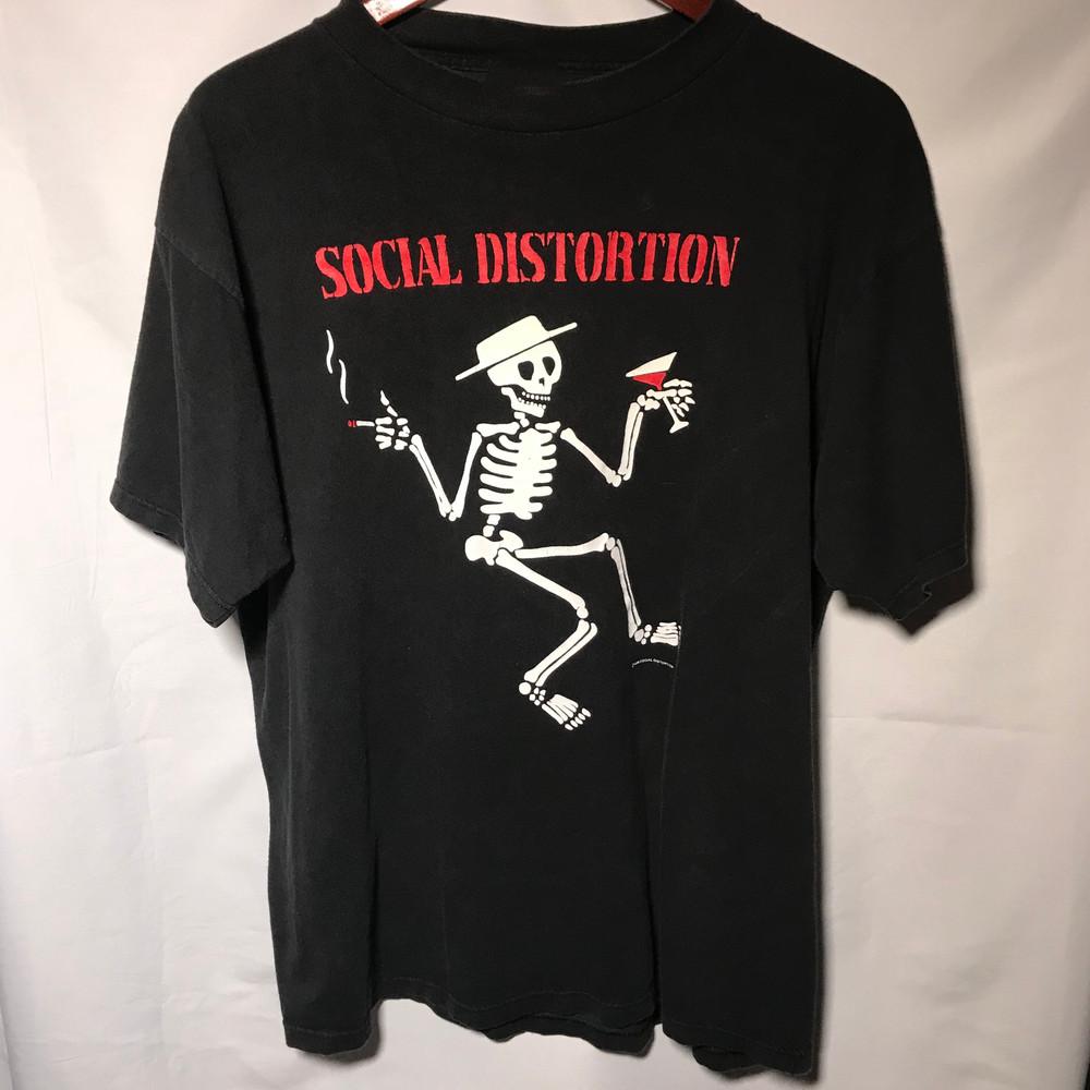 Vintage 1996 Social Distortion Skelly black T Shirt Unisex Cotton Tee Unisex T-Shirt S