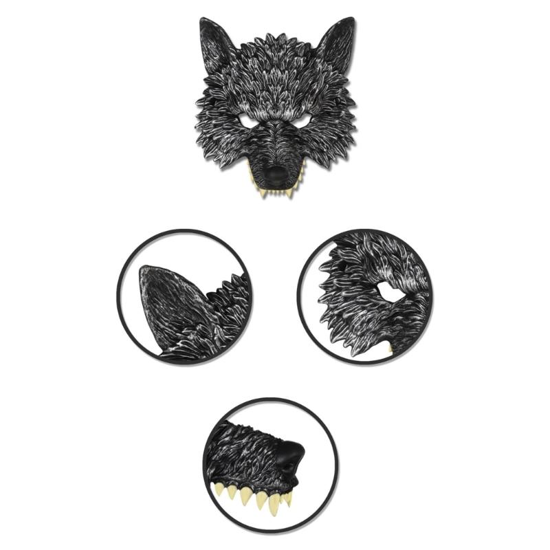 2/3Pcs Wolf Costume Set Wolf Tail Wolf Mask Gloves Set Halloween Christmas Fancy Party Costume Toys Animal Cosplay Props