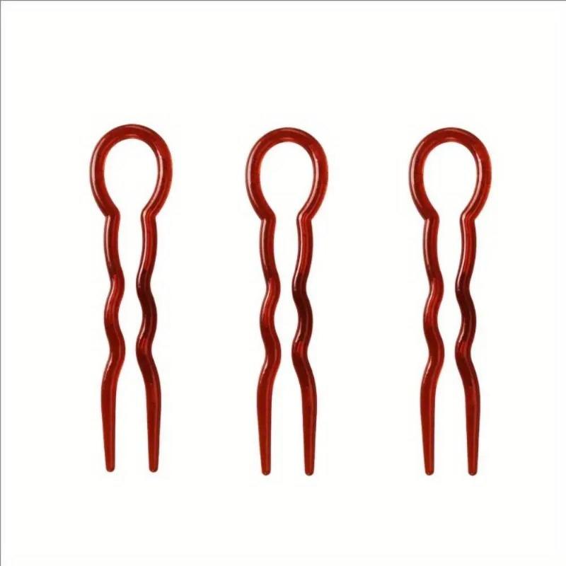 3 Pcs/Set U Shape Hair Clips Bun Maker Ponytail Holder Women Simple Style Hair Accessories