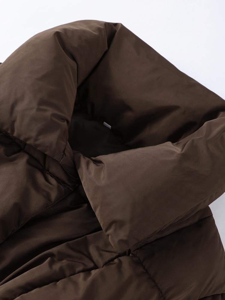Giacca imbottita da donna con colletto alto e maniche lunghe, tinta unita, lunghezza in vita, calda e alla moda, autunno inverno 2026