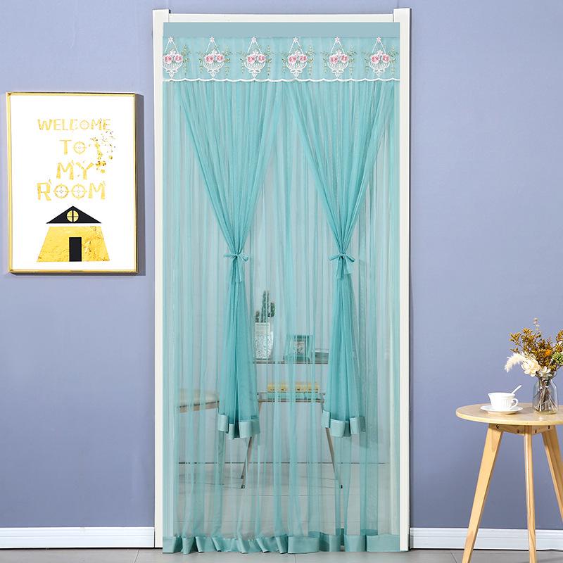 Lace Door Curtain: Anti-Mosquito, Insect-Resistant, Light-Filtering Mesh Partition for Bedroom & Kitchen, No-Punch Installation