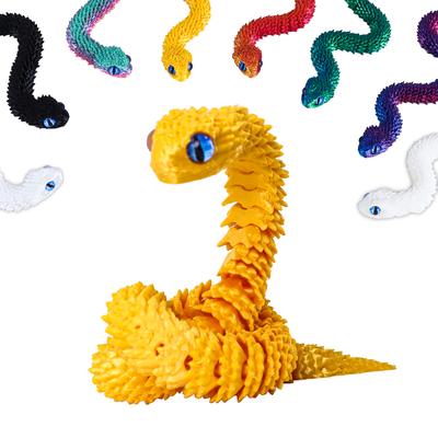 3D Printed Flexible Snake Toy 30Cm- Movable Joints, Adhd Fidget Desk Pet, Realistic Animal Figurine For Home Office Decor & Gift