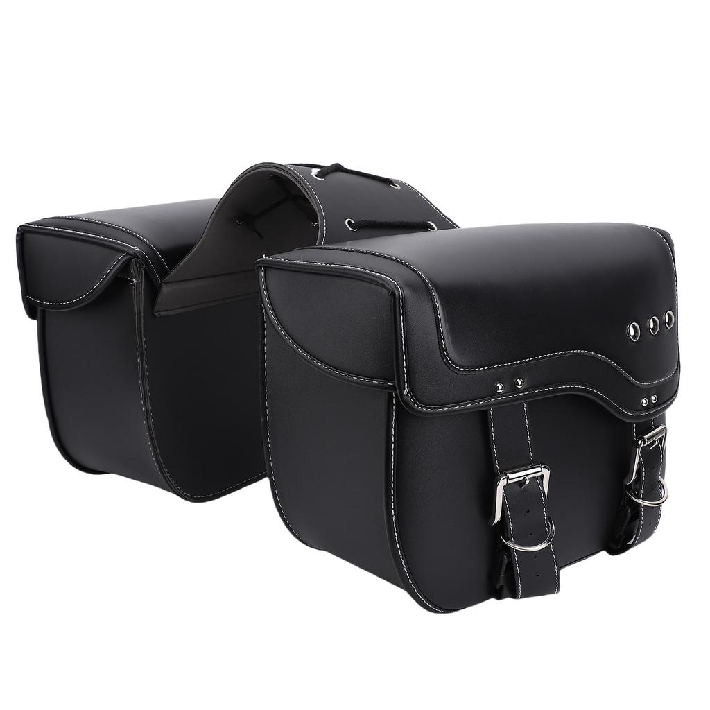 Motorcycle Saddlebags 30L Large Capacity Saddle Bags PU Leather Waterproofing Motorcycle Side Luggage Bags