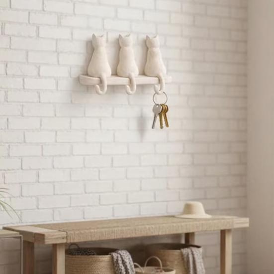 Storage Rack Wall Mounted 3 Hook Hanger Cute Animal Shape No-Punch Key Holder Nordic Style Organizer for Home