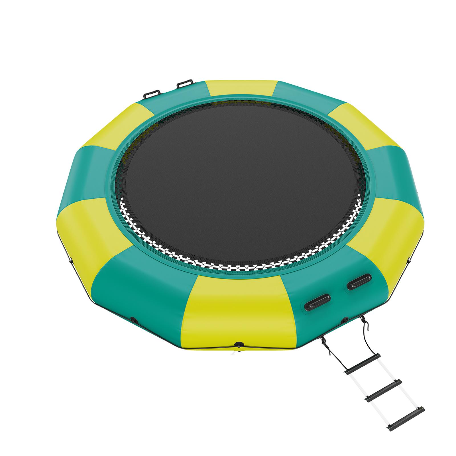 

SucceBuy 12ft Inflatable Water Bouncer Recreational Water Trampoline Portable Bounce Swim Platform with Slide 3-Step Ladder зелений