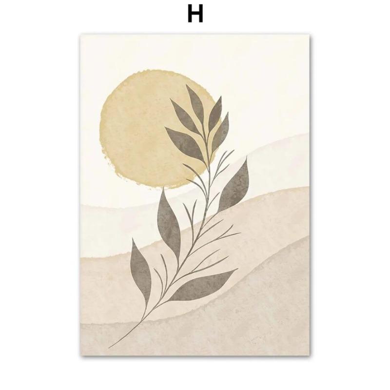 Boho Blätter Sonnenblumen Pflanze Natur Abstrakte Kunst Leinwand Malerei Nordische Poster und Drucke Wandbilder für Wohnzimmer Dekor