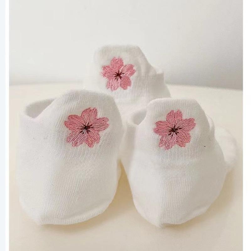 5 Pairs Women Cartoon Short Socks Trendy Versatile Cute Flower Pattern Socks Sweat Absorbing Breathable Soft And Casual Socks