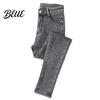 High-waist Jeans Women Winter Plush High Waist Thick Velvet Lined Slim Fit Pencil Pants Straight