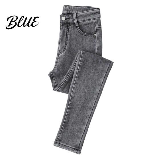 High-waist Jeans Women Winter Plush High Waist Thick Velvet Lined Slim Fit Pencil Pants Straight