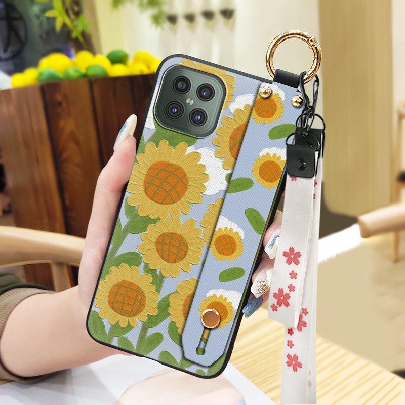 Shockproof Back Cover Phone Case For Cubot C30 Soft case Durable Flower Phone Holder Ring Wrist Strap Dirt-resistant
