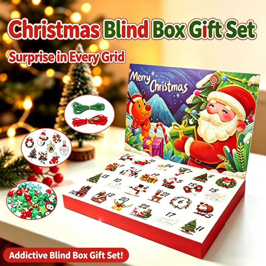 Christmas Advent Calendar -Day Snowflake Countdown with Gift Box and Ornament Accessories for Holiday Parties
