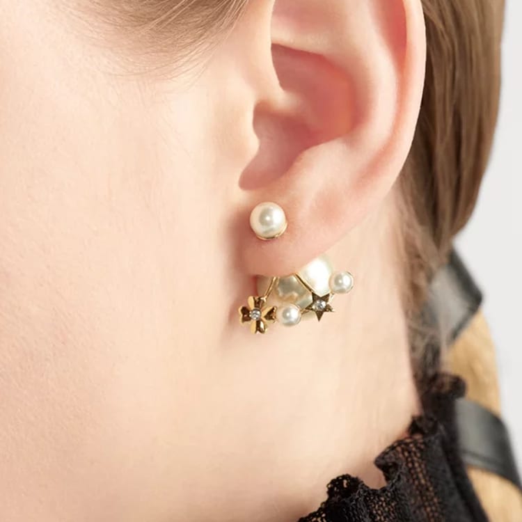 DIOR Resin Earrings Women's Gold E4102WOMCY_D03S