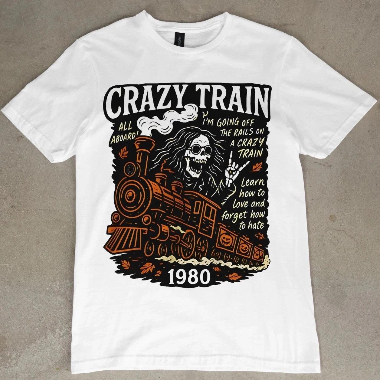 Ozzy Osbourne Crazy Train 1980 Graphic T-Shirt Rock Metal Band Tee Halloween 2XL