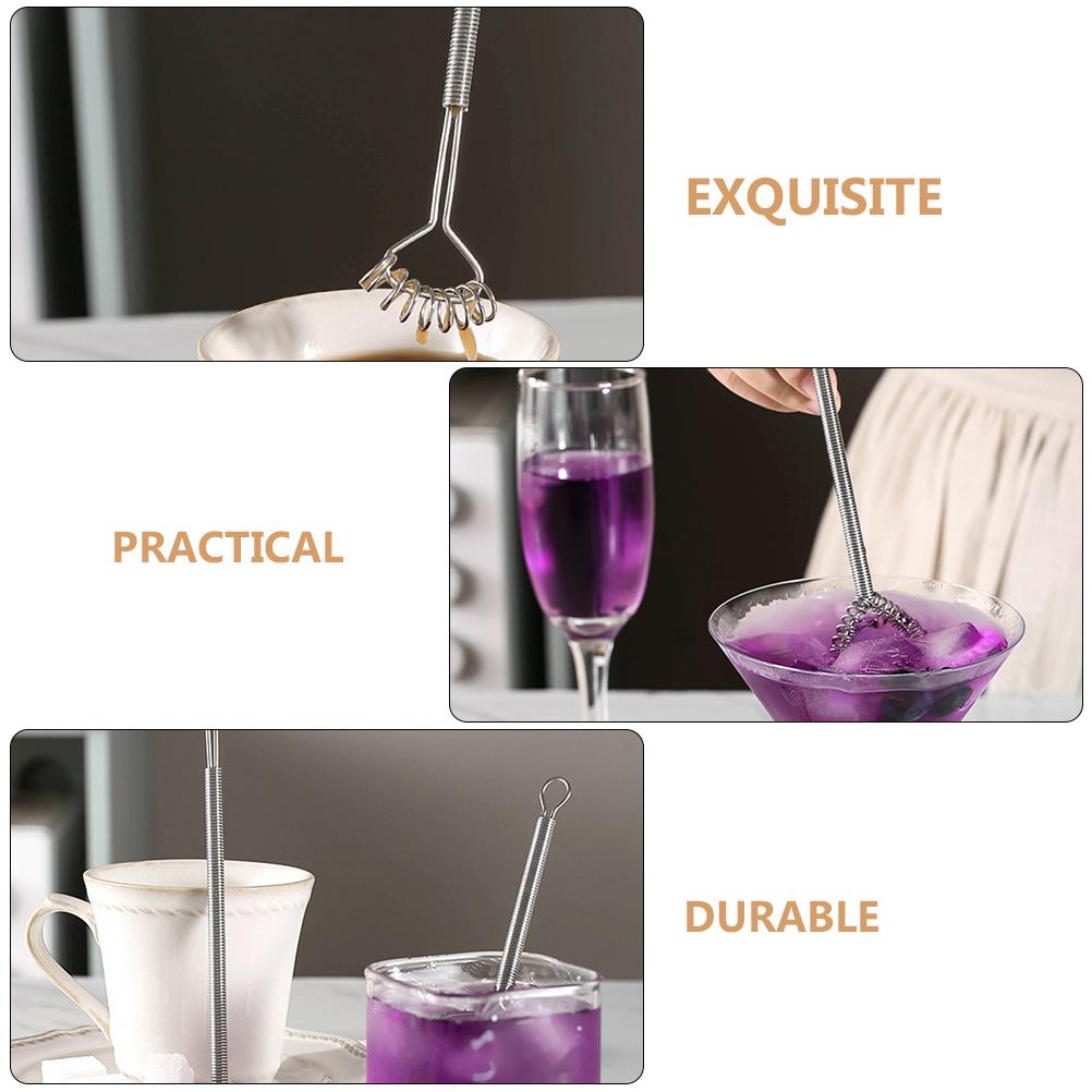 2 szt. Mieszadło sprężynowe ze stali nierdzewnej, ręczny mikser do koktajli, sitko do lodu, patyk do syropu, kuchenne narzędzie do pieczenia, mikser do sosów