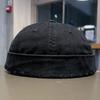 Vintage Washed Denim Brimless Docker Cap Cotton Solid Color Vintage Dome Hat Adjustable Brimless Hat Boy Girls