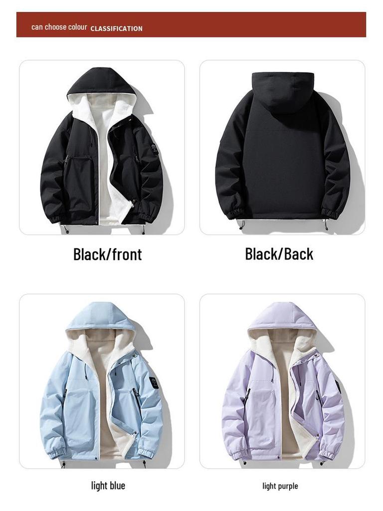 High-Quality Reversible Lambswool Fleece Hooded Jacket