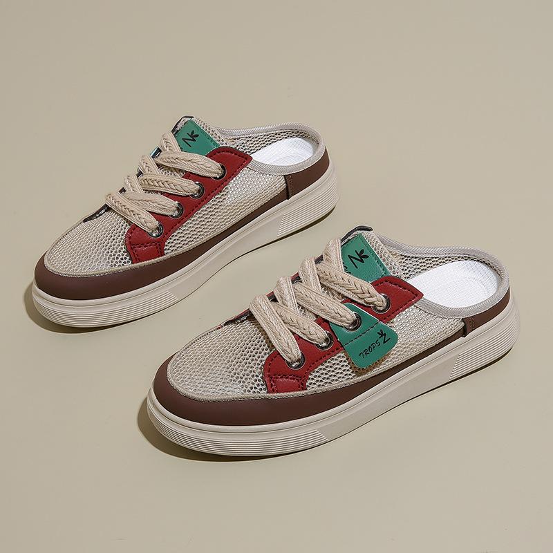 Summer New Through the Net Hollow Little White Shoes Female Students Versatile Casual Half Drag Women's Shoes Tide