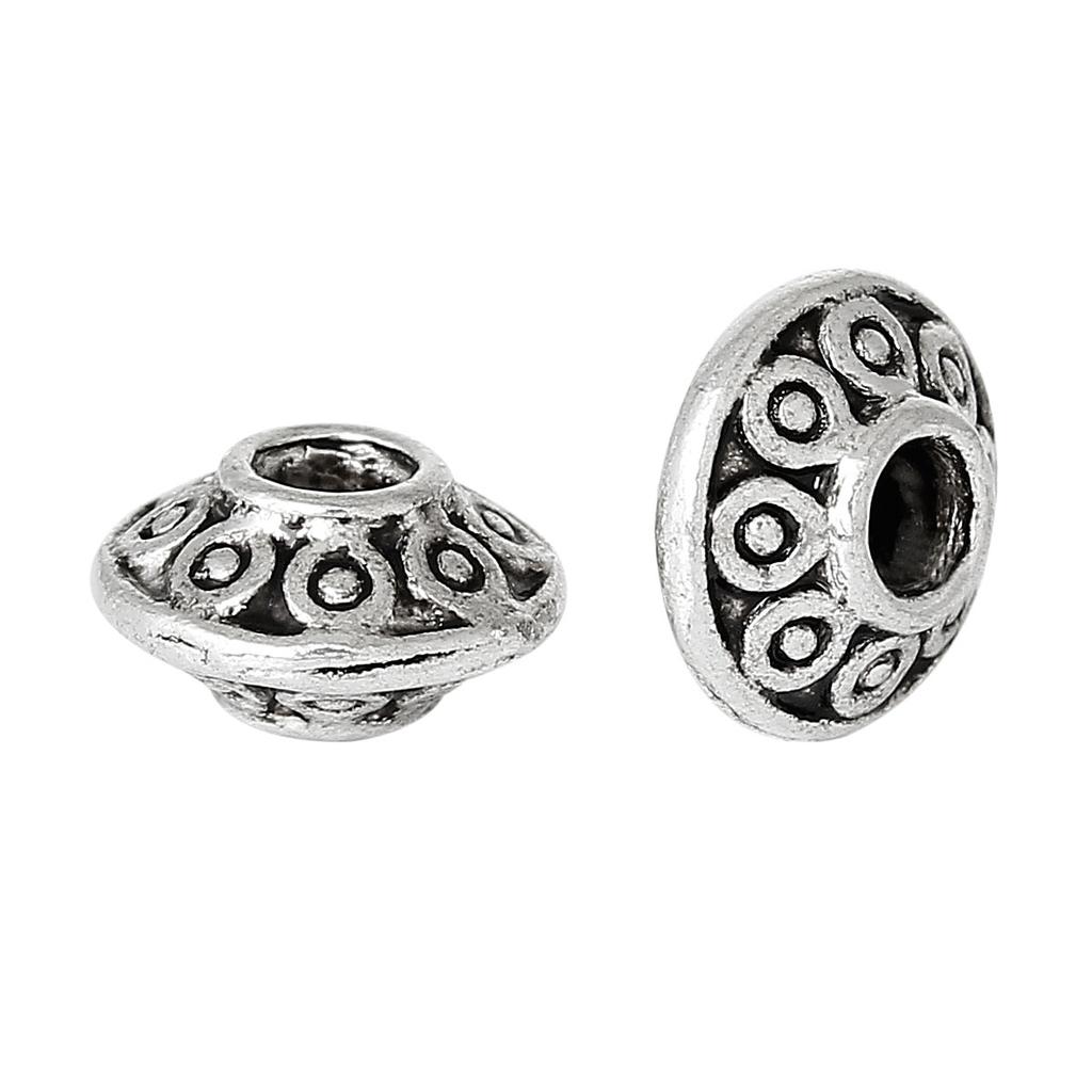 30/70/100/200pc Vintage Loose Spacer Bead Bicone Flying Saucer Dot Carved Antique Bronze Color Metal Beads DIY Necklace Jewelry