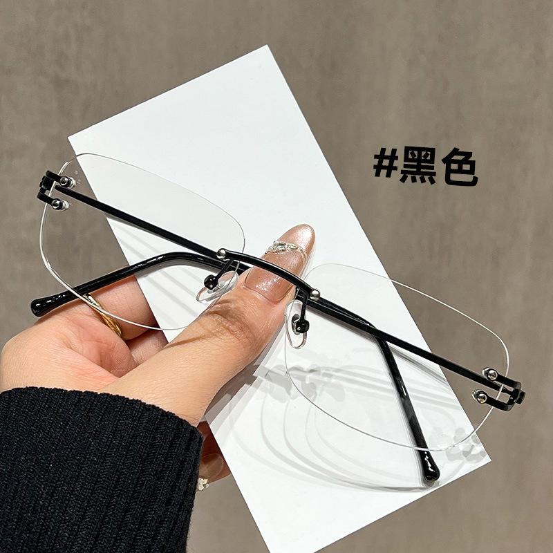 

High-Level Pure Desire Rimless Glasses For Women, Thin Large-Frame Plain Glasses, Men S Gold Wire Frames, Can Be Matched With Degrees Of Myopia чорний