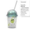 350ml Cute Cartoon Fruit Water Cup with Dome Lid & Straw for Kids