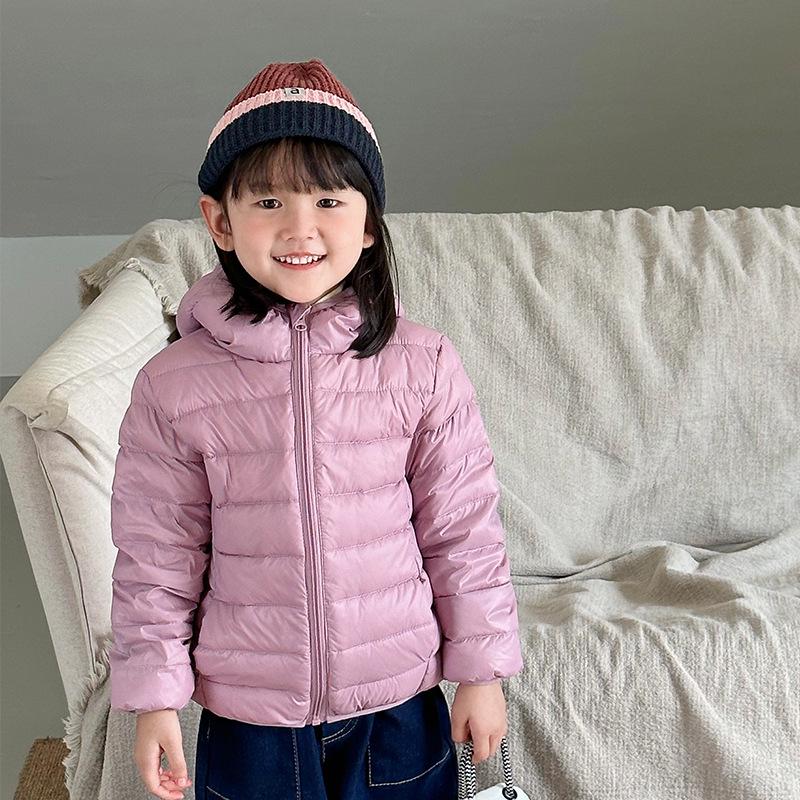 Piumino Leggero per Bambini: Capispalla con Cappuccio a Colore Unito per Bambini Piccoli