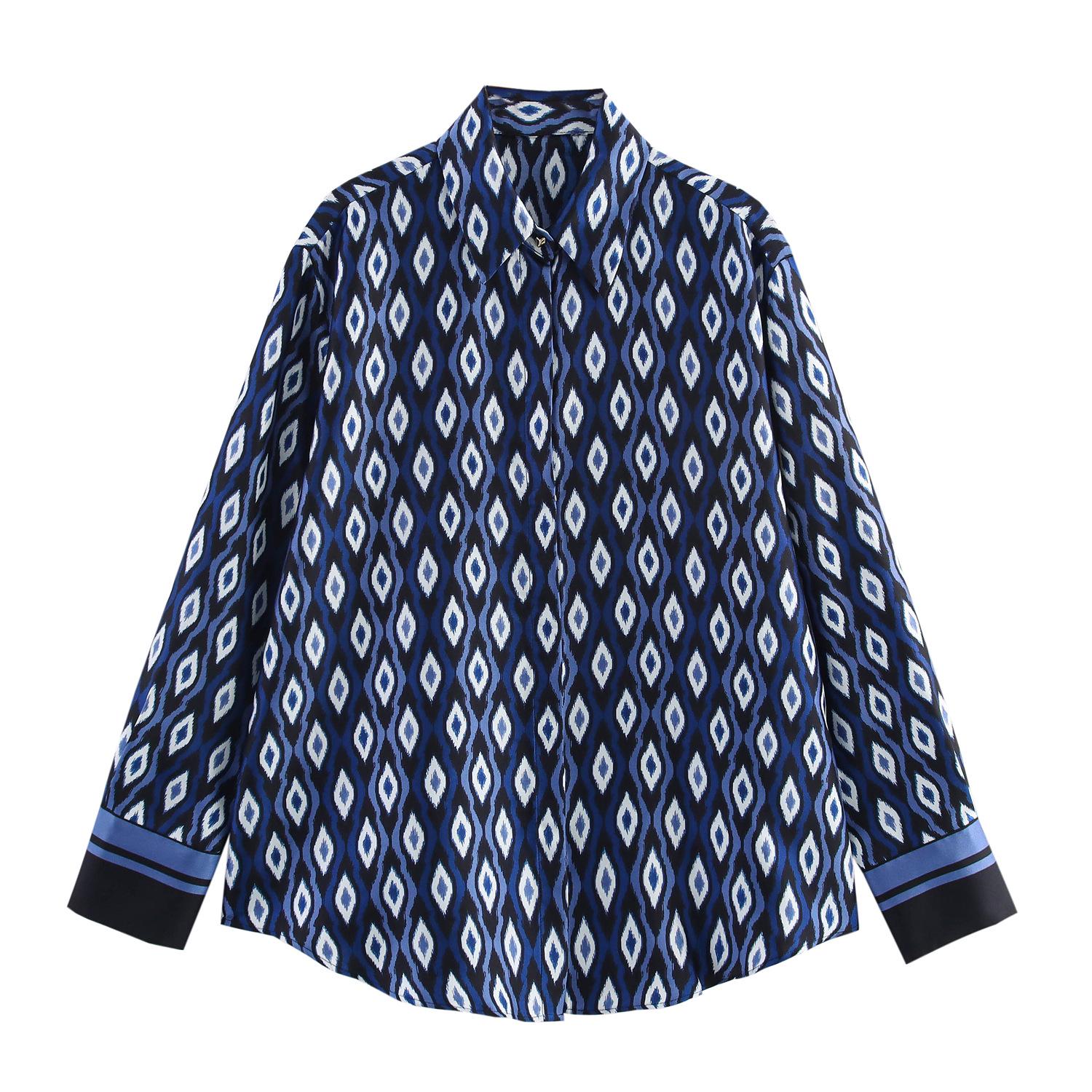 

New Spring Arrival: European & American Style Geometric Print Shirt and Casual Pants Medium