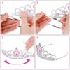 Princess Dress Up Accessories Set for Girls 6pcs Princess Costume Gloves Tiara Wand Necklace Earrings Bracelet Ring