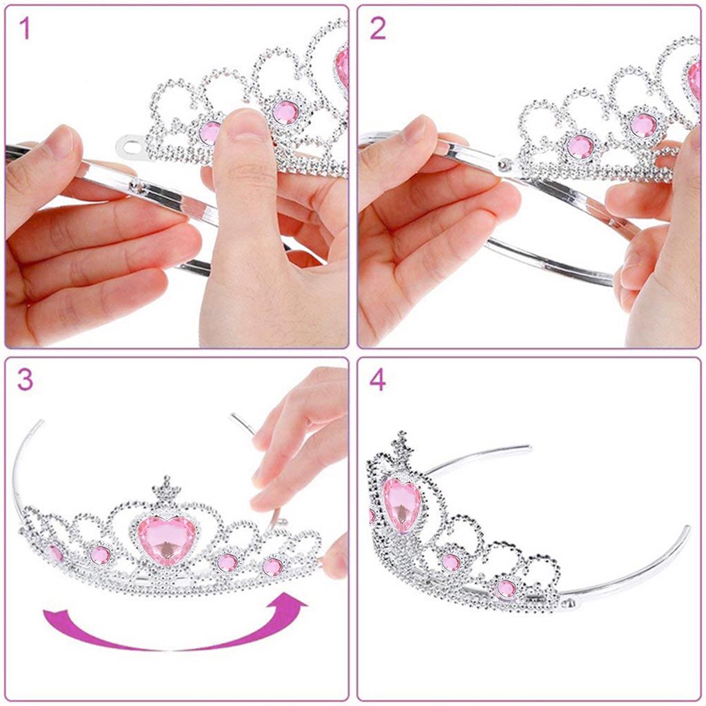 Princess Dress Up Accessories Set for Girls 6pcs Princess Costume Gloves Tiara Wand Necklace Earrings Bracelet Ring