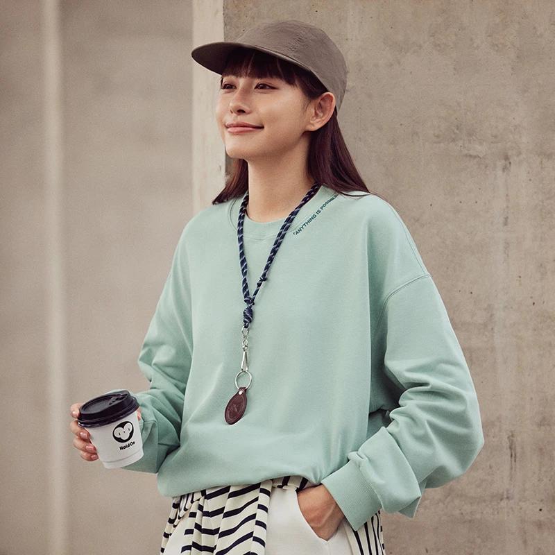 Li Ning Sports Lifestyle Series Letter Print Casual Pullover Long Sleeve Sweatshirt Unisex sweatshirt Gray-Mist-Green AWDTB37-3