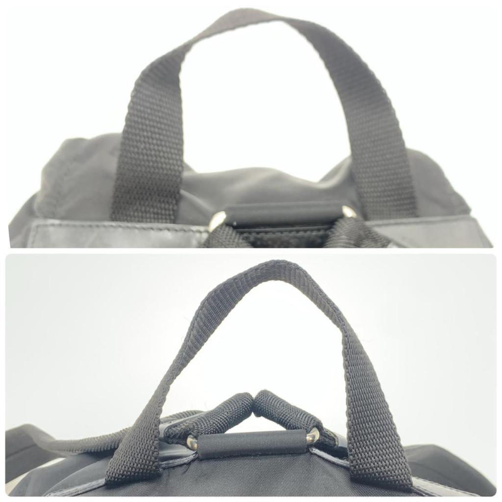 PRADA Tessuto Nylon Rucksuck Backpack Daypack Leather Black Women's Triangle Logo Plate
