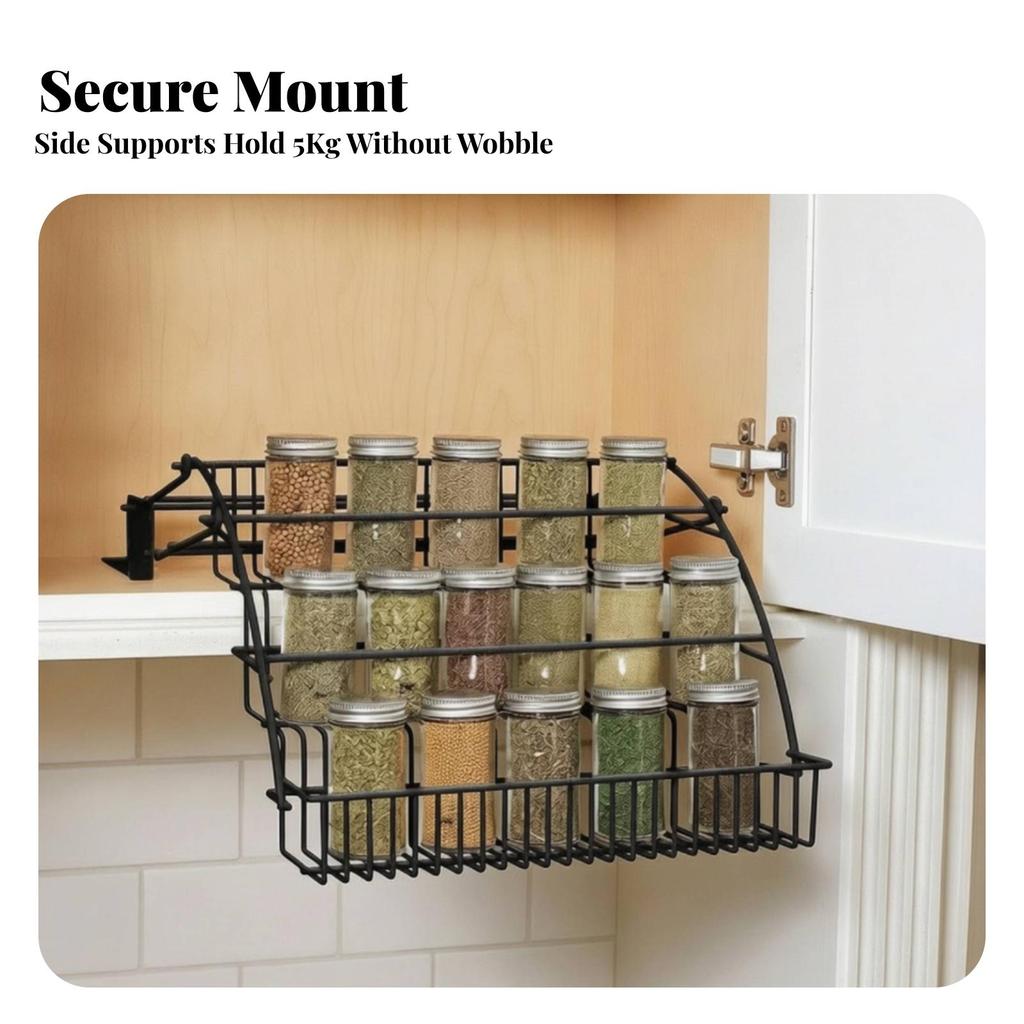 Three-Tier Kitchen Seasoning Rack Black Organizer Space-Saving