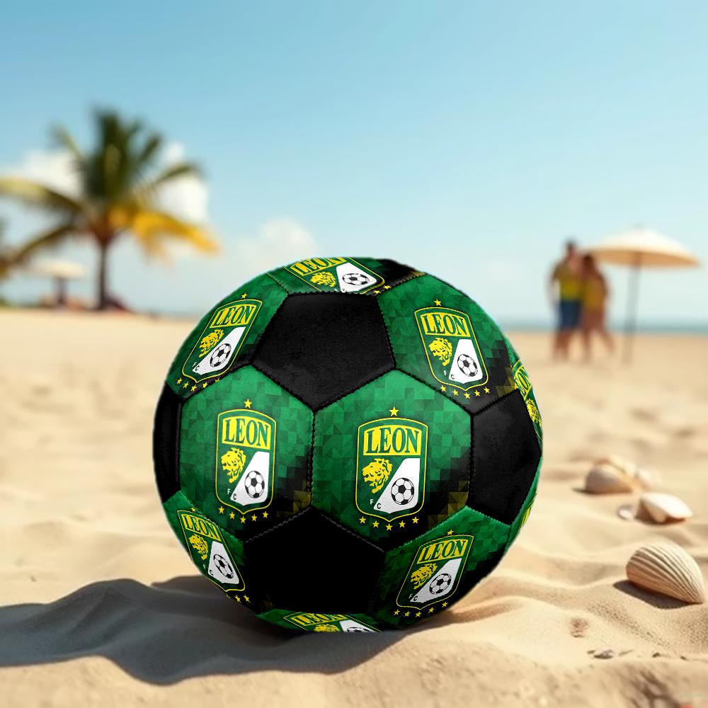 SIZE 5 León FC Soccer Ball Colorful All Ages Machine Stitched PVC Competition Ready Durable High-Bounce