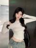 Gothic Y2k Vintage O-Neck Slim T-Shirts Women Chic Mesh Cyber See Through Crop Tops Female Korean Fashion Casual Clothing New