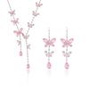 Cross-border Fashion Trend: Pink Butterfly Zircon Earrings & Necklace Set