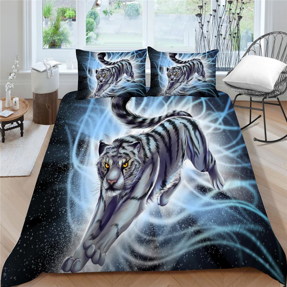 3D Tiger Printed Duvet Cover Set Home Bedclothes Unique Design Polyester King Queen Size Bed Sets