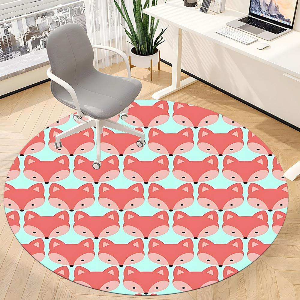 1pc Fox Pattern Chair Carpet for Office Non Slip, Machine Washable Rug for Office, Room Holiday Decor for Christmas, Birthday Polyester
