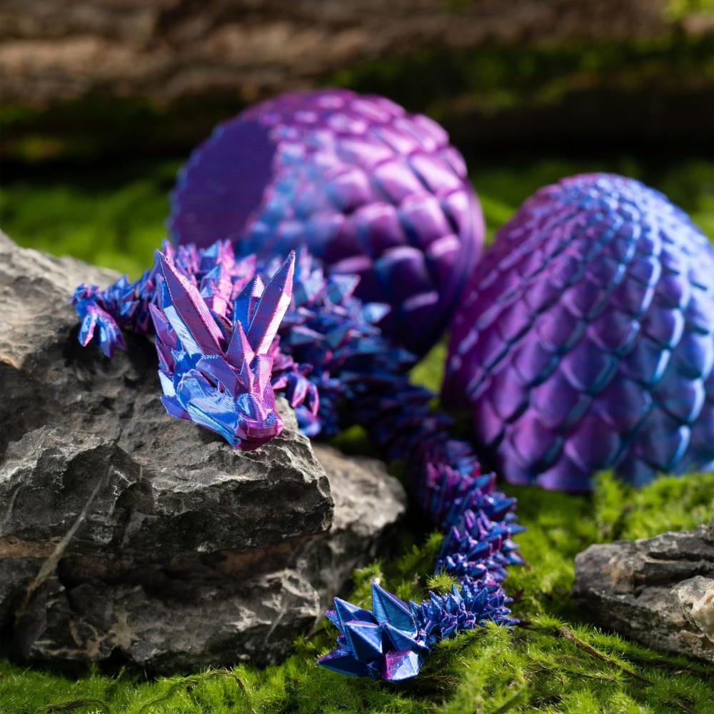 1/2PCS 3D Printed Dragon Egg with Dragon Fully Articulated Dragon Model Movable Rotatable Articulated Desktop Ornament Kid Toy