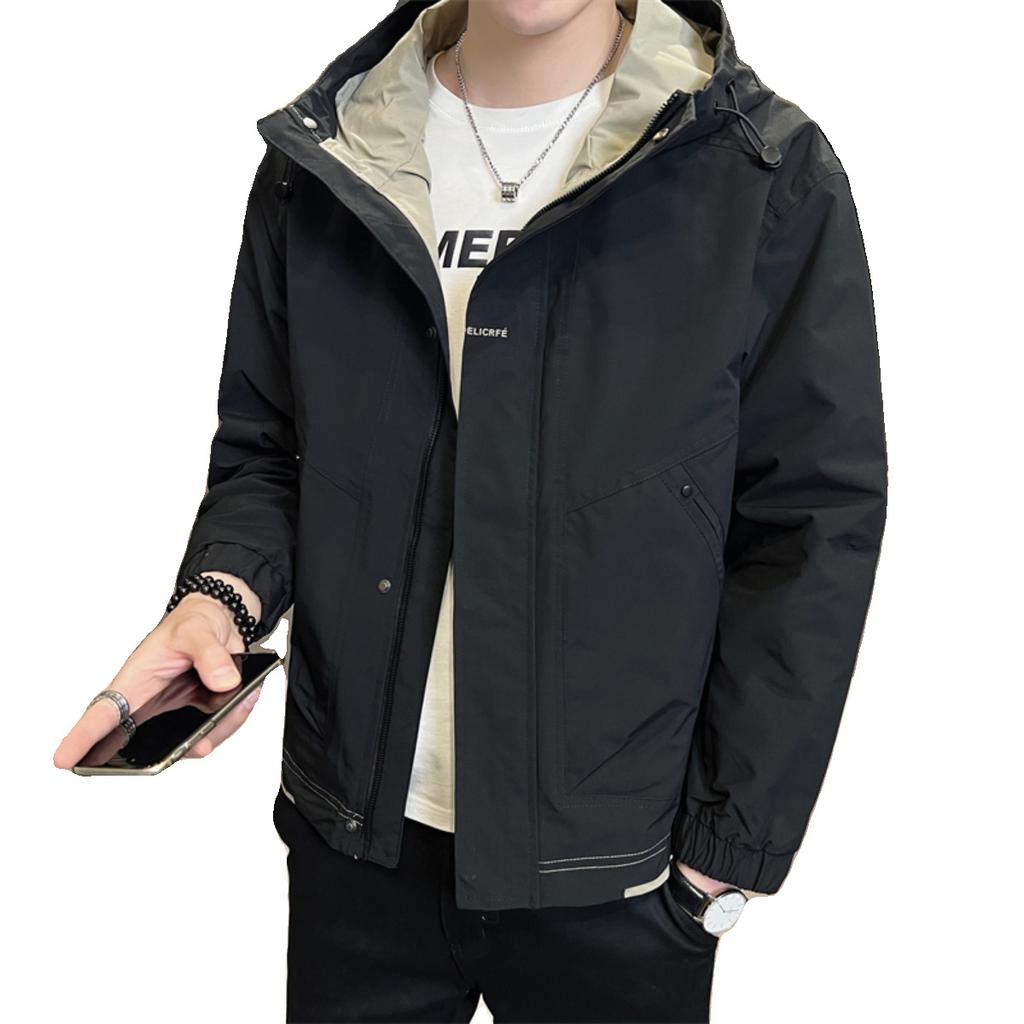 Jacket Men's Spring, Autumn and Winter 2025 New Trendy Brand Jacket Men's Handsome Casual Hooded Tooling Men's Jacket