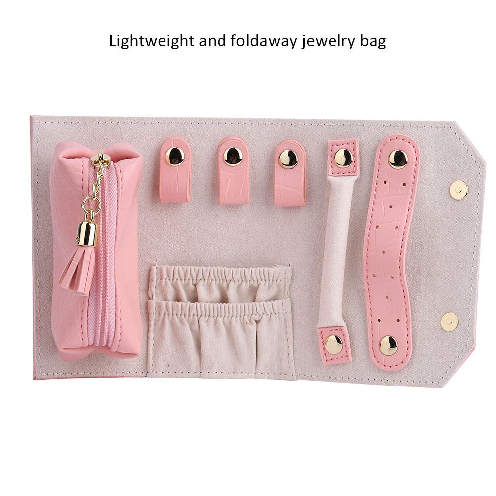 Elegante PU-Leder Tragbare Schmuckaufbewahrungs-Rolltasche Organizer für Reisen