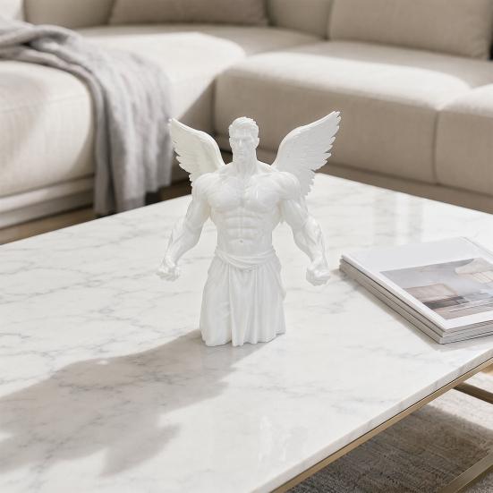 3D Printed Muscular Angel Muscle Wings Figurine Aesthetic Statue
