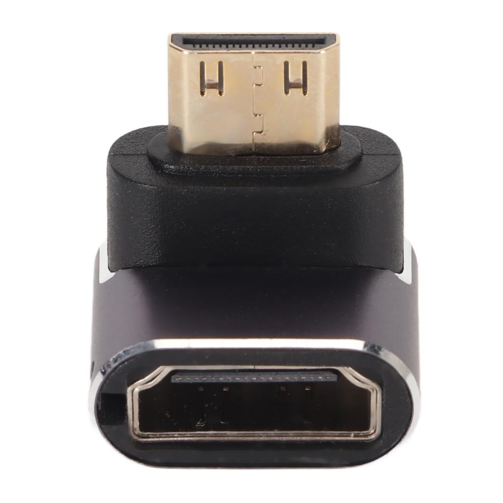 270 Degree Mini HD to HD Adapter with LED Light Support 8K UHD2.1 Plug and Play Mini HD Male to HD Female Converter for